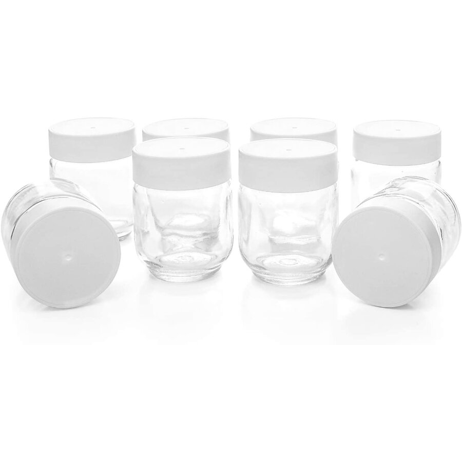 GPS yoghurt maker replacement glass set JG 8, glass (transparent / white, 8 pieces)