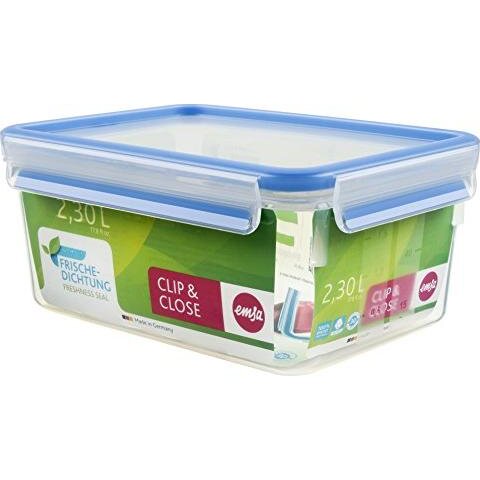 Clip & Close food storage container (transparent / blue, 2.3 liters, large format)