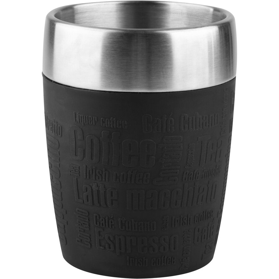 TRAVEL CUP thermal mug (black/stainless steel, 0.2 liters)
