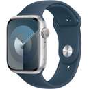 Watch Series 9, Smartwatch (silver/blue, aluminum, 45 mm, sports band)