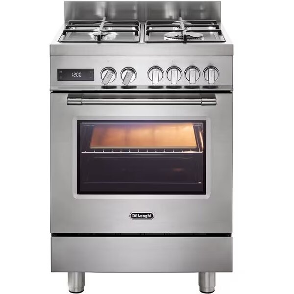 Aragaz Profesional Delonghi PRO 66 MXL PZ RO 4 Arzatoare Gaz + Electric 60cm Grill Inox