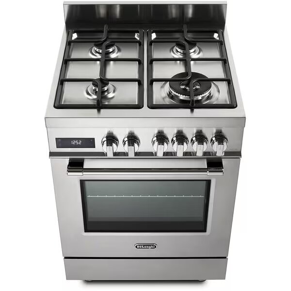 Aragaz Profesional Delonghi PRO 66 MXL PZ RO 4 Arzatoare Gaz + Electric 60cm Grill Inox — imaginea 4