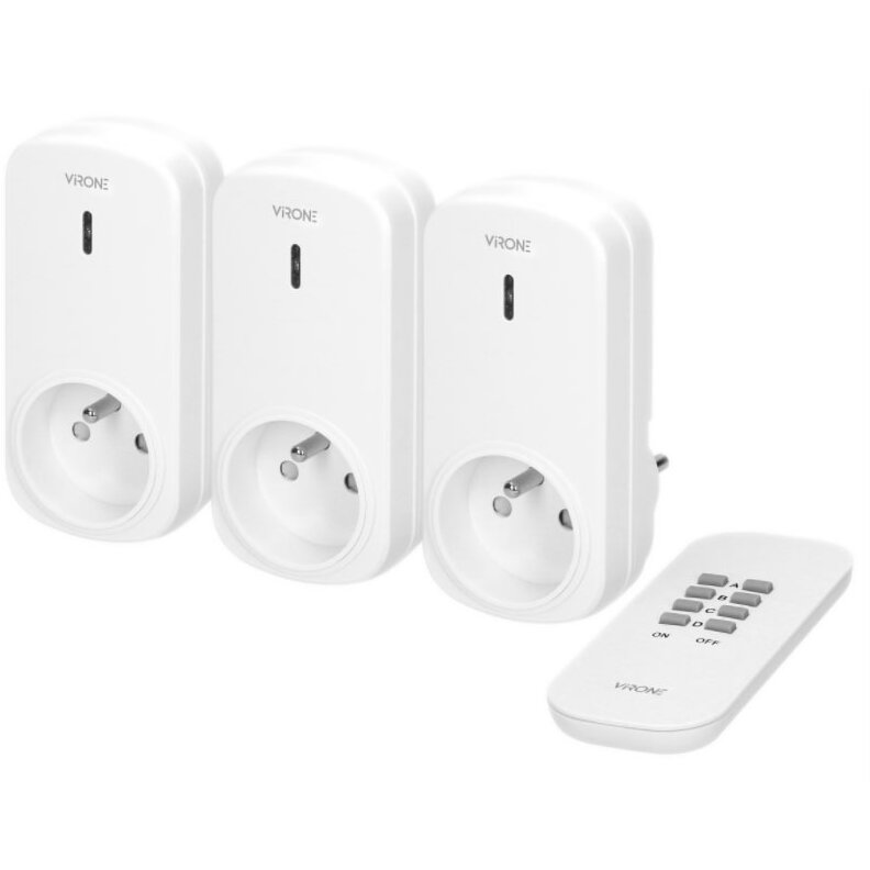 Set 3 Prize Wireless Virone RS-3(GS) 230V 1000W Schuko IP20 Telecomanda Alb