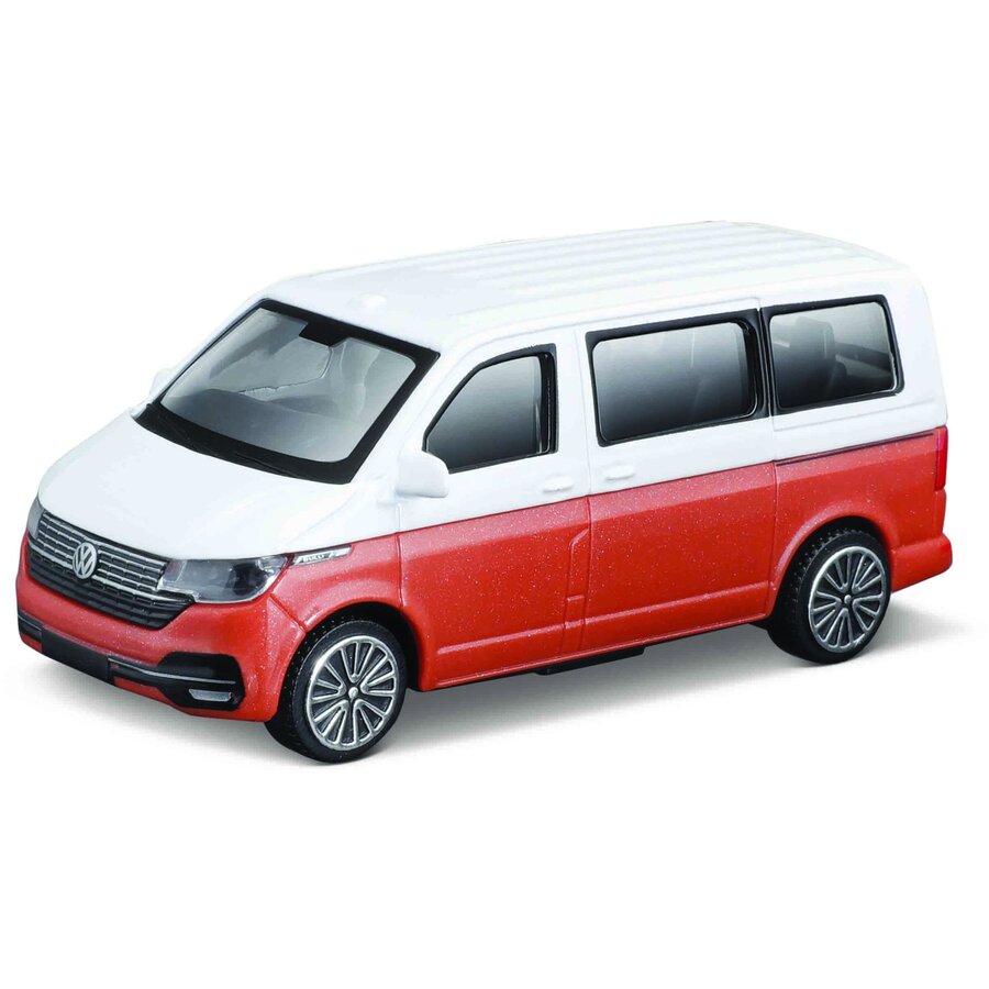 Macheta BBURAGO Mașinuță Street Fire 1:43 Wolkswagen T6.1 Transporter BB30010R-30434 Alb/Portocaliu