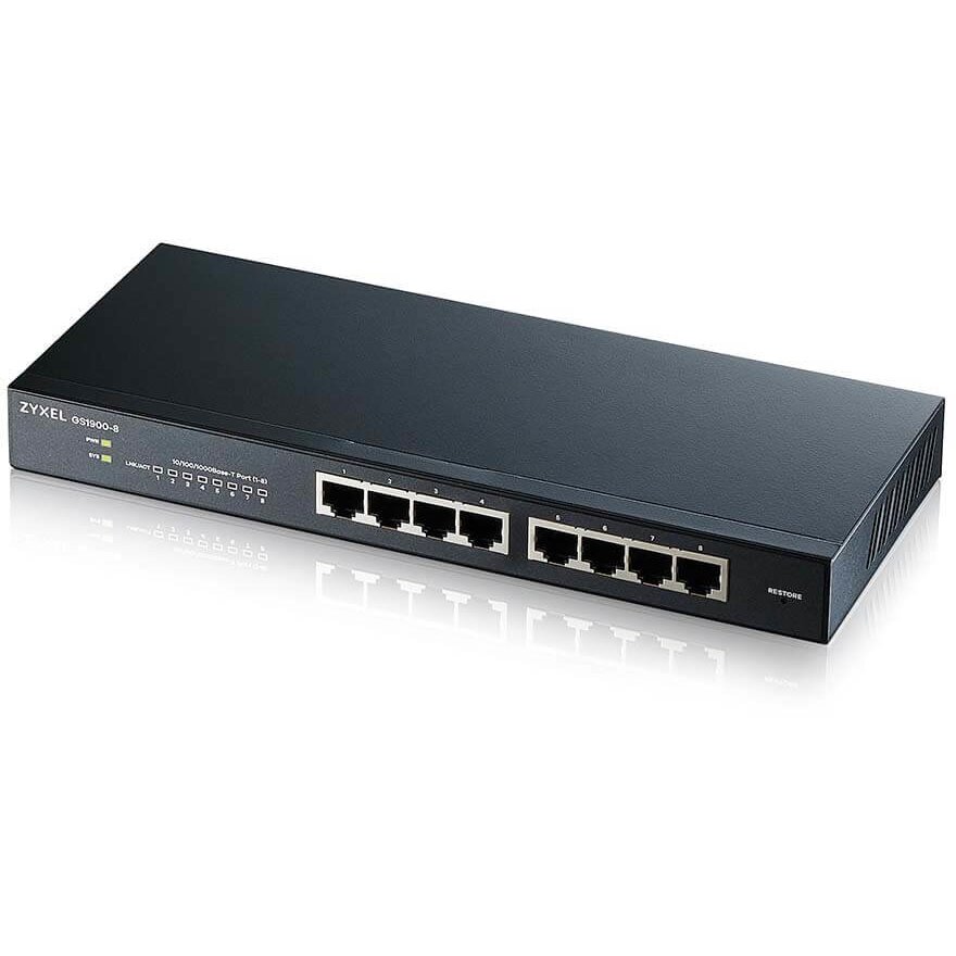 Switch GS1900-8 Managed L2 Gigabit Ethernet Black