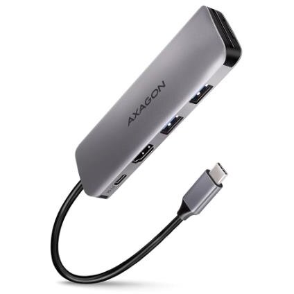 Hub HMC-5 Combo 5in1 2xUSB-A HDMI SD/microSD USB 3.2 Gen 1 PD 100W Cablu USB-C 20CM Argintiu