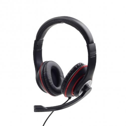 Casti cu Microfon cu Fir Standard Multimedia Call Center Microfon pe Brat Jack 3.5mm Red / Negru