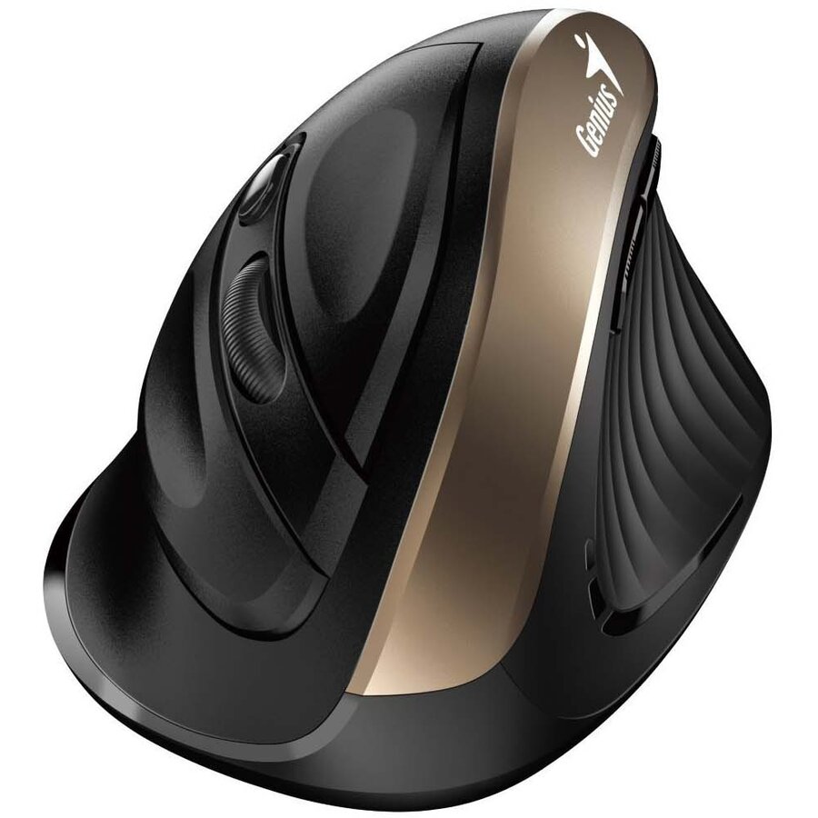 Mouse Genius Ergo NX-8250S, wireless, 2.4GHz, optic, 1600 dpi, butoane/scroll 5/1, Negru/Auriu - imagine 2