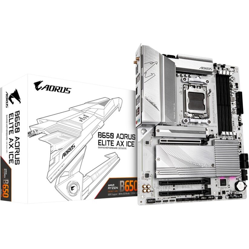 Placa de baza B650 AORUS ELITE AX ICE - Socket AM5 - motherboard (white)