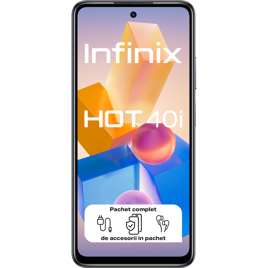 Telefon Mobil X6528b Infinix  Hot 40i Black 4g/6.56/oc/4gb/128gb/32mp/50mp+ai Cam/5000mah