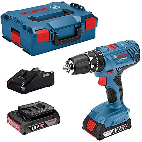 Bosch cordless drill driver GSR 18V-21 Professional solo, 18Volt (blue / black, L-BOXX, 2x Li-ion battery 2.0Ah)