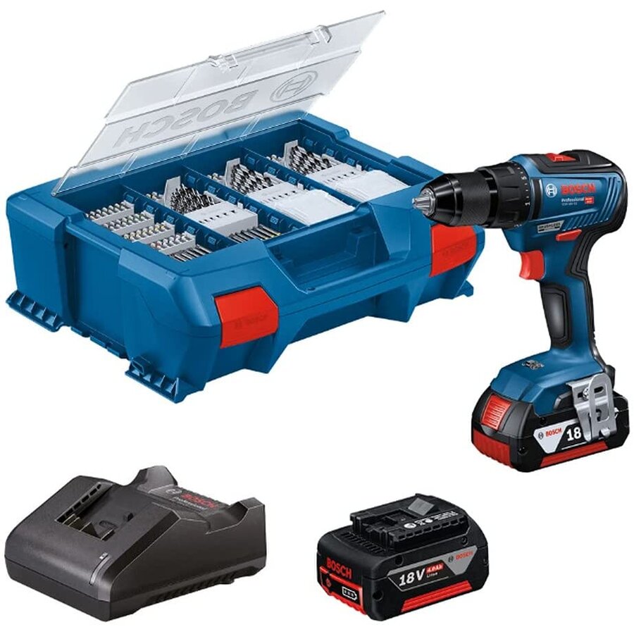 Bosch cordless drill driver 18V-55, GAL, 2x 4Ah + acc. (LC) - 06019H5209