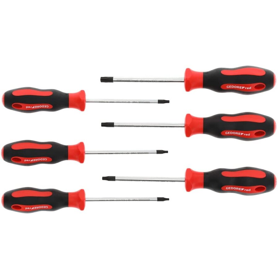 Red 2K screwdriver set, 6 pieces (red/black)