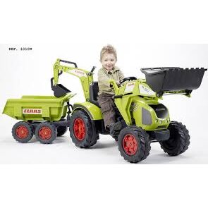 Tractor Cu Pedale Pentru Copii Falk 1010w Claas Axos Cu Cupa Excavator Si Remorca