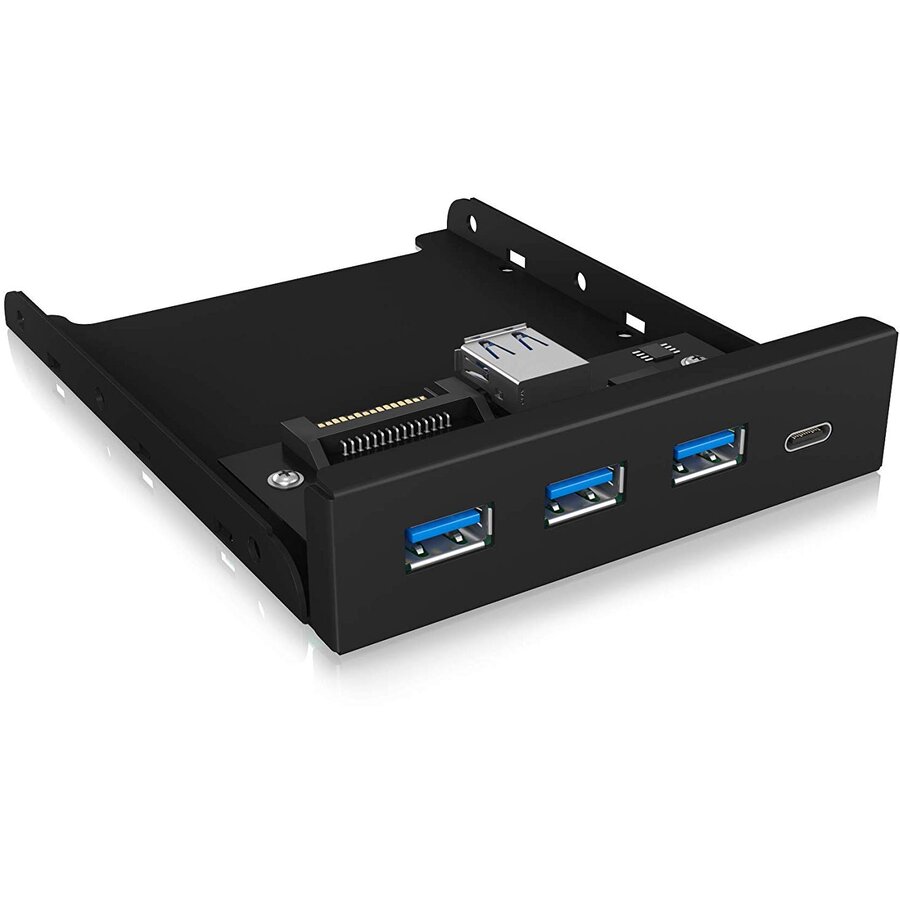 IB-HUB1418-i3, front panel (black, 3x USB 3.0 Type-A, 1x USB Type-C)