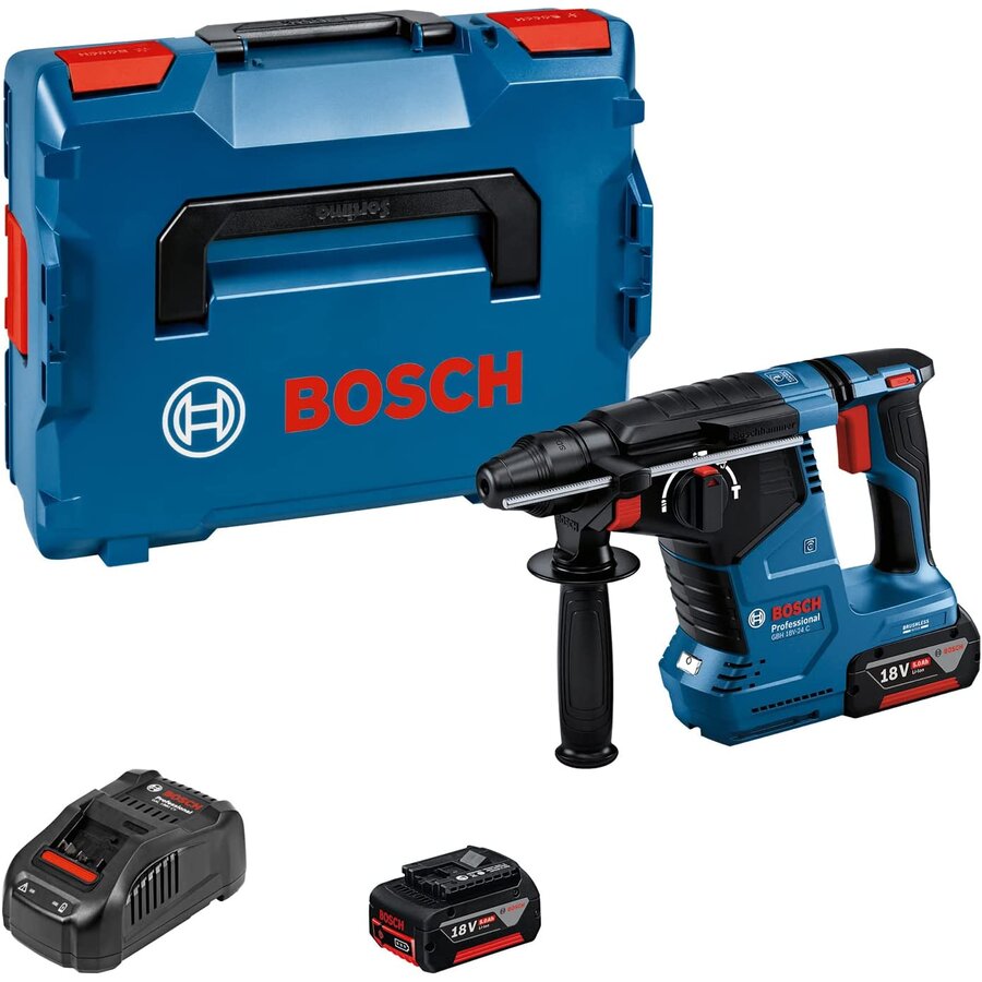 Bosch Cordless Hammer Drill GBH 18V-24 C Professional, 18V (blue/black, 2x Li-Ion battery 5.0Ah, Bluetooth, in L-BOXX)