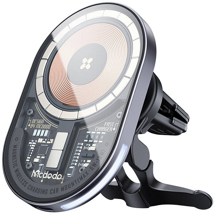 CH-2340, Air Vent Mount, Incarcare Wireless 15W, USB-C, Cablu inclus, Gri