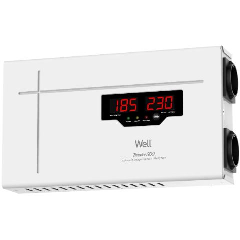 Stabilizator Automat Tensiune Releu 500VA 300W 2xShuko Alb