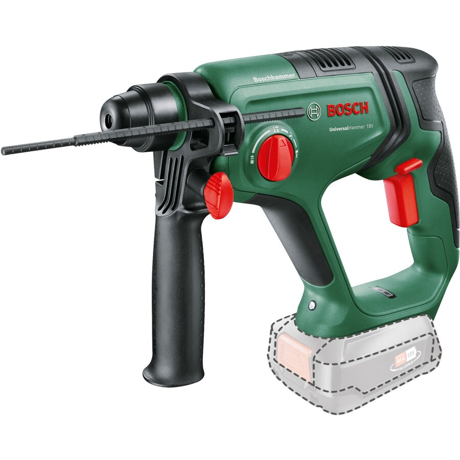 Bosch Cordless Hammer Drill UniversalHammer 18V BARETOOL (green/black, without battery and charger, POWER FOR ALL ALLIANCE)