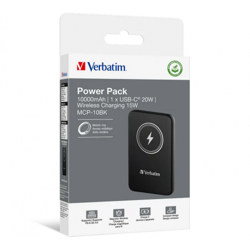 Acumulator Extern Verbatim Portabil 5.000mAh Charge'n'Go Magnetic Wireless Negru — imaginea 3