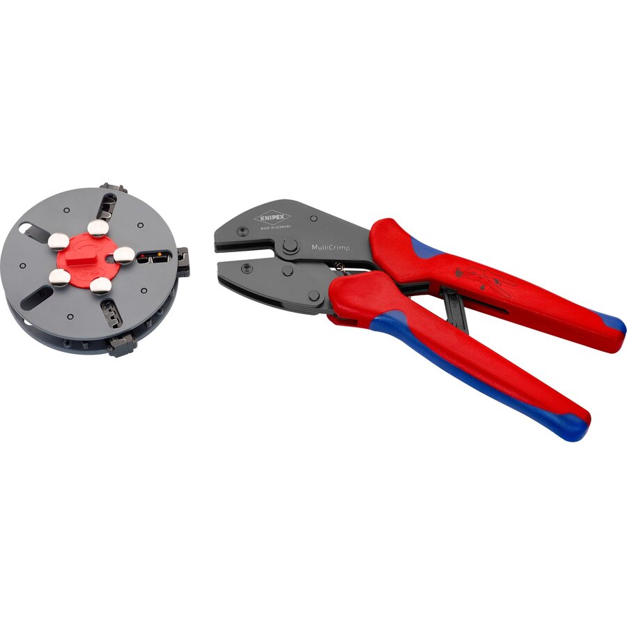 MultiCrimp 97 33 01, with interchangeable magazine, crimping pliers (red/blue, incl. 3 crimping inserts)