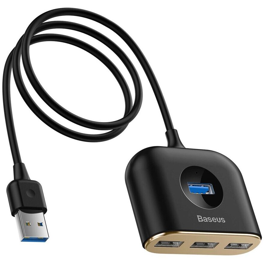 Hub USB 3.0 la USB 3.0 + USB 2.0 x3 Square Round 4 in 1 1m Negru