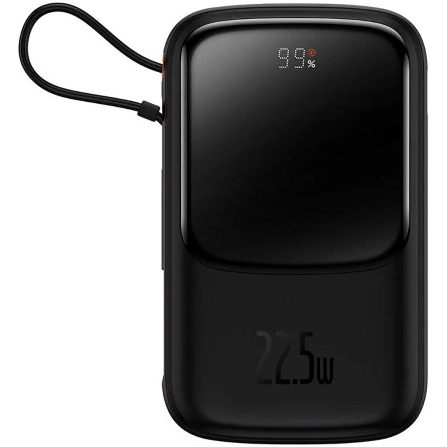 Acumulator Extern Q Pow Digital Display Incarcare Rapida QC/PD 10000mAh 22.5W Cablu Integrat Type-C Negru