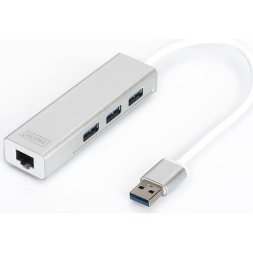 Adaptor wireless USB 3.0 3-Port Hub with Gigabit LAN, USB Hub (White)