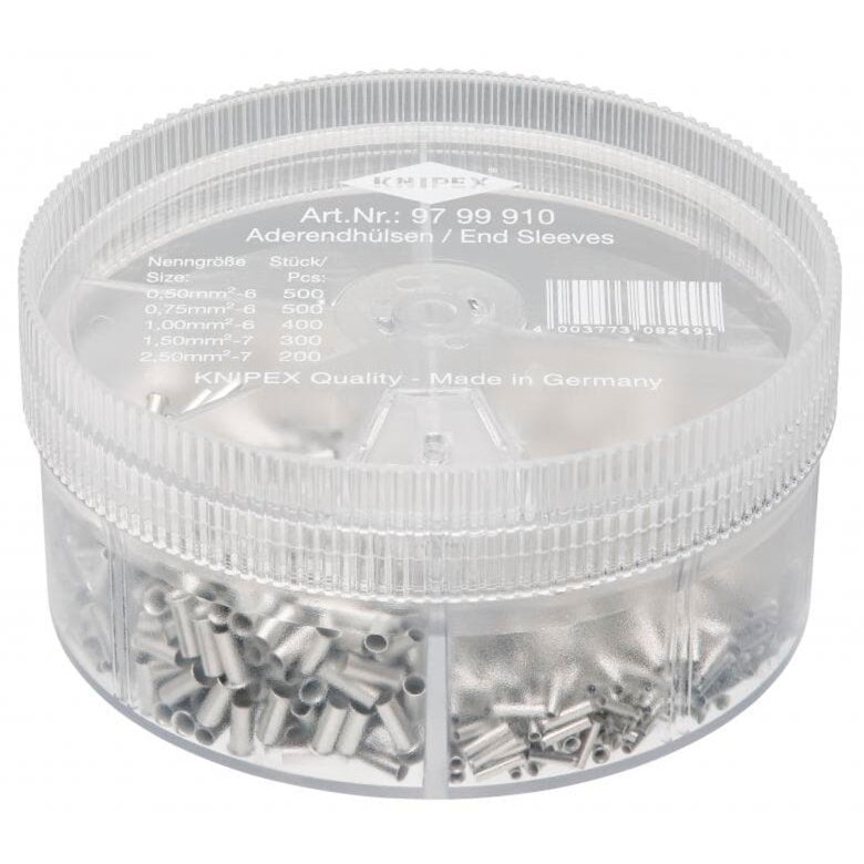 assortment box 97 99 910 with uninsulated ferrules, cable sleeve (transparent, 1,900 pieces)