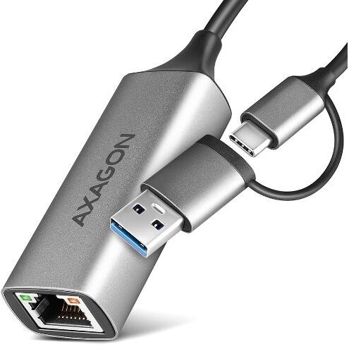 Adaptor Rețea Axagon ADE-TXCA RJ-45 USB-C + USB-A Argintiu