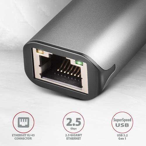 Adaptor Rețea Axagon ADE-25RC 2.5Gb RJ-45 - USB-C 3.2 Gen 1 Argintiu — imaginea 2