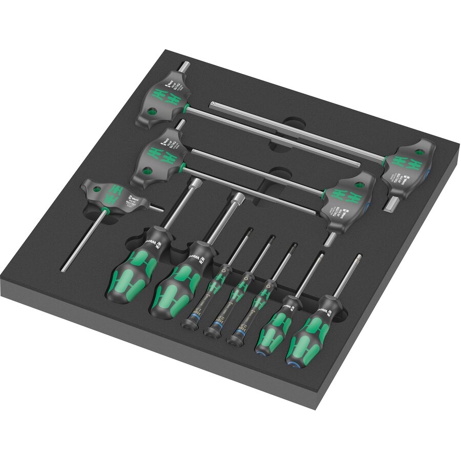 9713 foam insert Hex screwdriver set 1, 12 pieces (black/grey, in foam insert for workshop trolley)