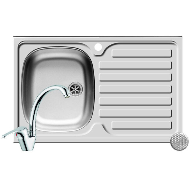 Set Chiuveta    INTL  ST LN  Baterie Sereno Inox Stanga  Crom