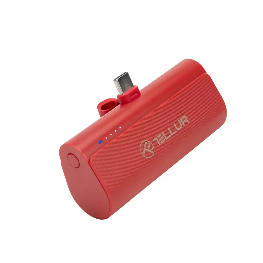 Baterie Externă Tellur PD202 5000mAh QC3.0 18W PD20W USB-C Roșu