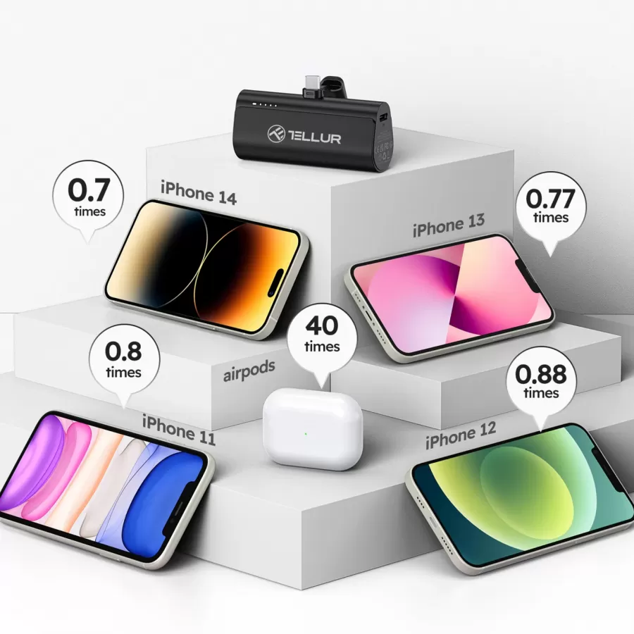 Baterie Externă Tellur PD203 5000mAh QC3.0 18W PD20W Lightning Negru — imaginea 6