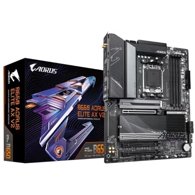 Placa de Baza B650 Aorus Elite AX V2 AM5 DDR5 Wi-Fi BT ATX Negru