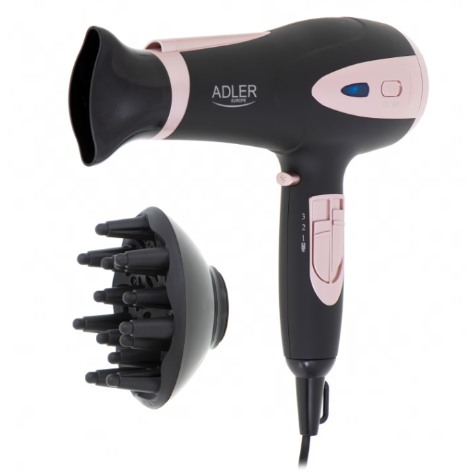 Uscator de Par AD 2248b Ionizare  2 Viteze 3 Trepte Temperatura   2200W Negru
