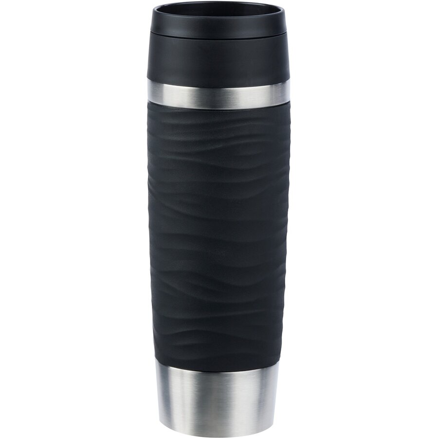 TRAVEL MUG Waves Grande thermal mug (black/stainless steel, 0.5 liters)