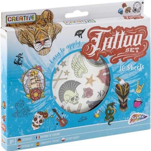 Set Creativ GR200021 cu 10 Coli Tatuaje Albastru