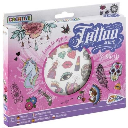 Set Creativ cu 10 Coli Tatuaje Roz