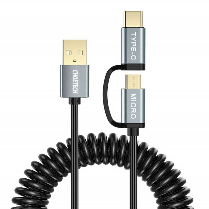 Cablu Date 2in1   USB - USB-C - Micro USB 1.2m Negru