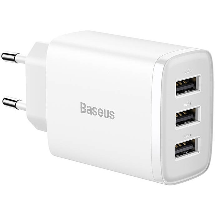 Incarcator Compact, 3x USB, Quick Charge, 17W, Alb