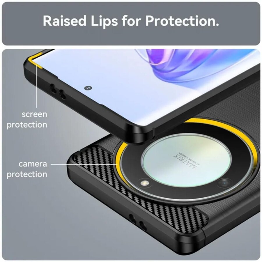Husa Lemontti Carbon Case Flexible pentru Honor Magic6 Lite Negru — imaginea 6