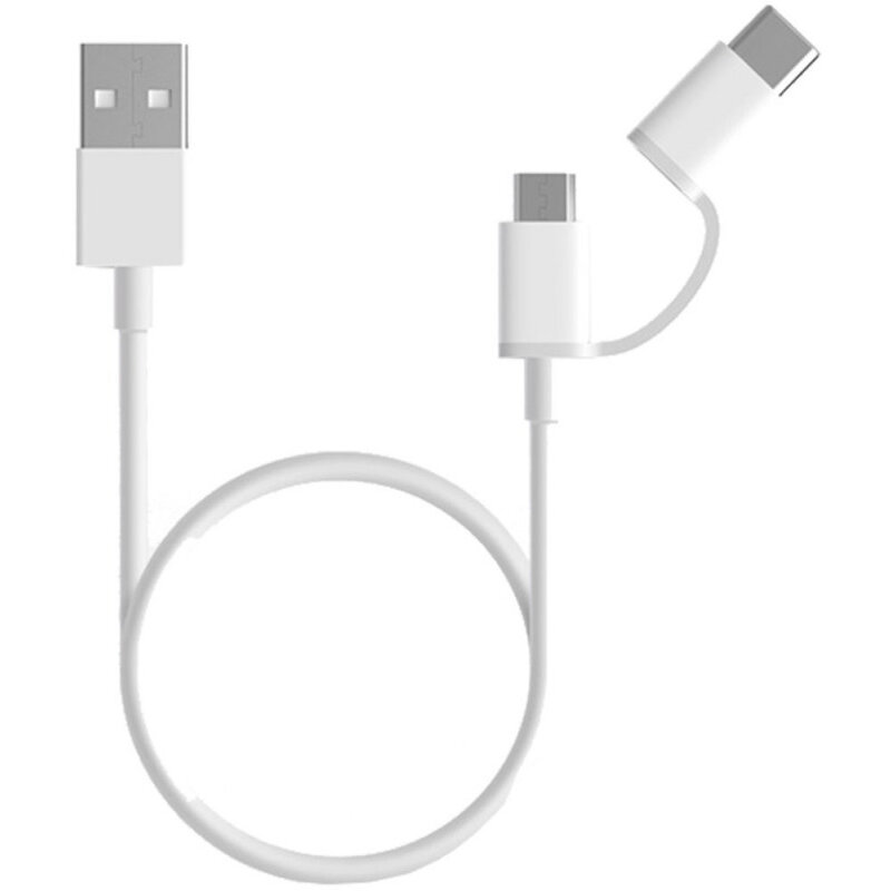 Cablu Date Mi 2-in-1   USB-C USB-A  MicroUSB 1m Alb