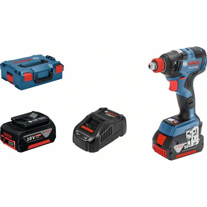 Masina De Infiletat Si Desfiletat Cu Impact Cu Acumulator + 2 x Acumulatori GBA 18V 5.0Ah + Incarcator Rapid GAL 1880 CV + L-Boxx GDX 18V-200C
