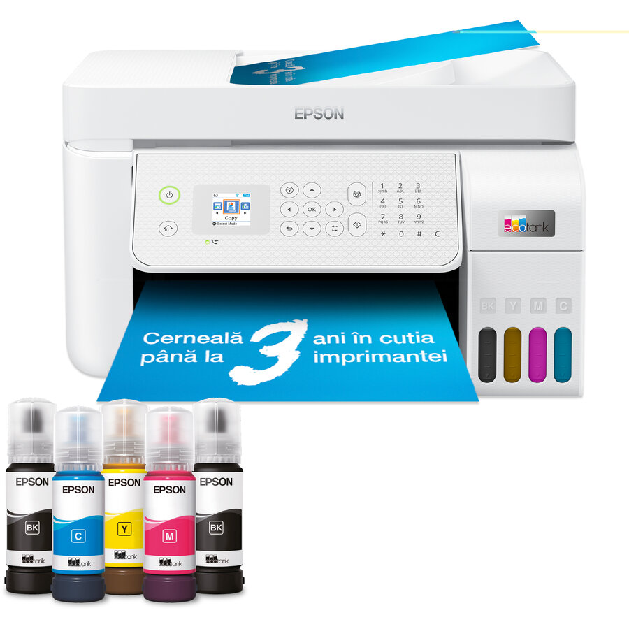 Multifunctionala Inkjet Color EcoTank L5316 CISS Format A4 Retea Wi-Fi Fax Alb