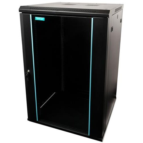 Cabinet Spacer 19Inch 18U 600x600MM Fixare pe Perete Flatpack (dezasamblat) Ușă Sticlă cu Blocare Panouri Detasabile Oțel 1.5MM Sarcina Maximă 60KG Negru