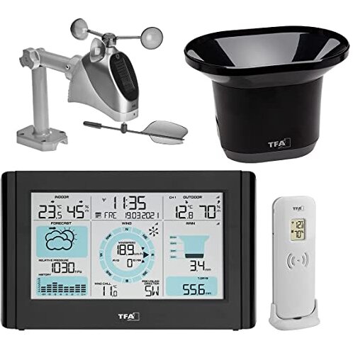 wireless weather station with wind and rain gauge WEATHER PRO (black)