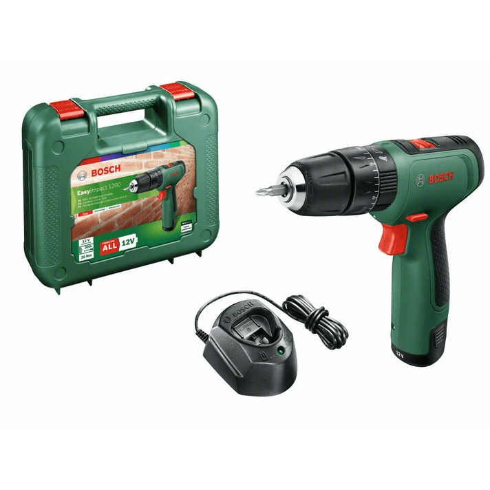 Masina de Gaurit si Insurubat cu Percutie 06039D3104  cu Acumulator 2x Trepte de Putere EasyImpact 1200 1500rpm Verde