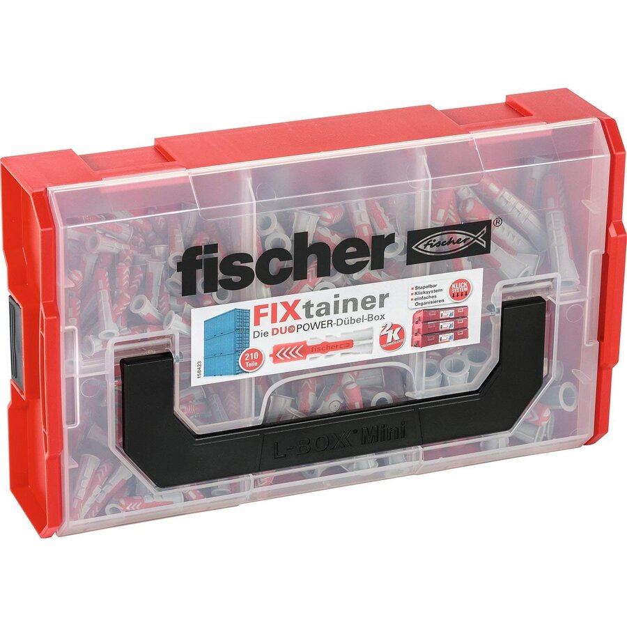 FIXtainer - DUOPOWER - dowel - light gray / red - 210 pieces